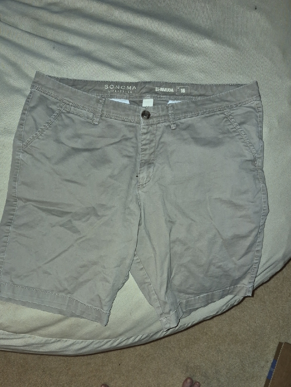 Sonoma Women’s Tan Flat-Front Bermuda Shorts